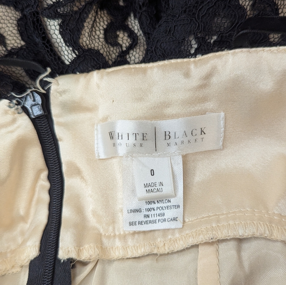 White House Black Market Asymmetrical Black Lace Dress - Picture 8 of 8